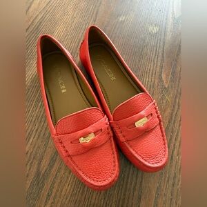 Coach Red Leather Penny Loafers
